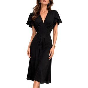 Vintage Max Mara Pura Seta Dress 100% Silk Flutter Sleeve Midi